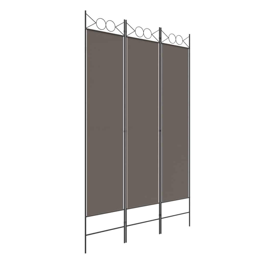 Sobna pregrada s 3 panela antracit 120 x 220 cm od tkanine