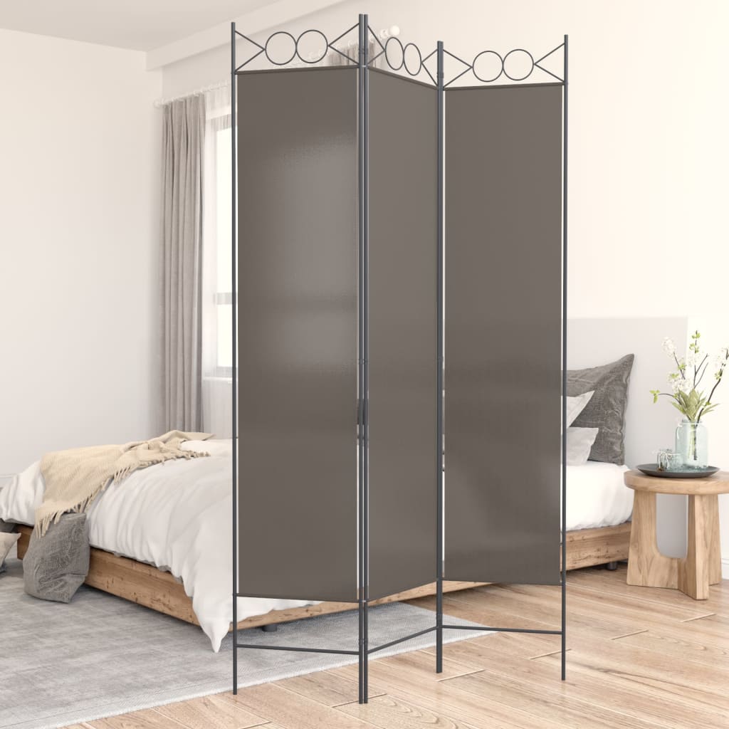 Sobna pregrada s 3 panela antracit 120 x 220 cm od tkanine