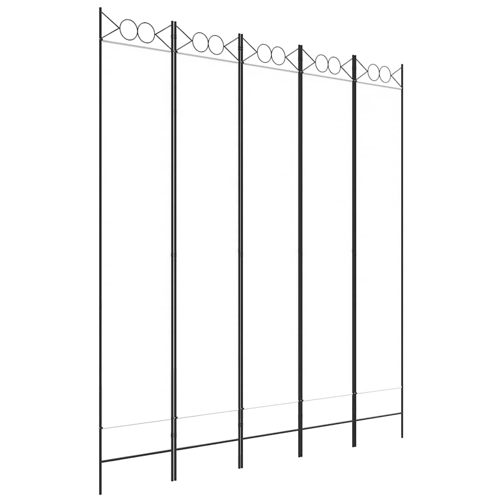 Sobna pregrada s 5 panela bijela 200x220 cm od tkanine