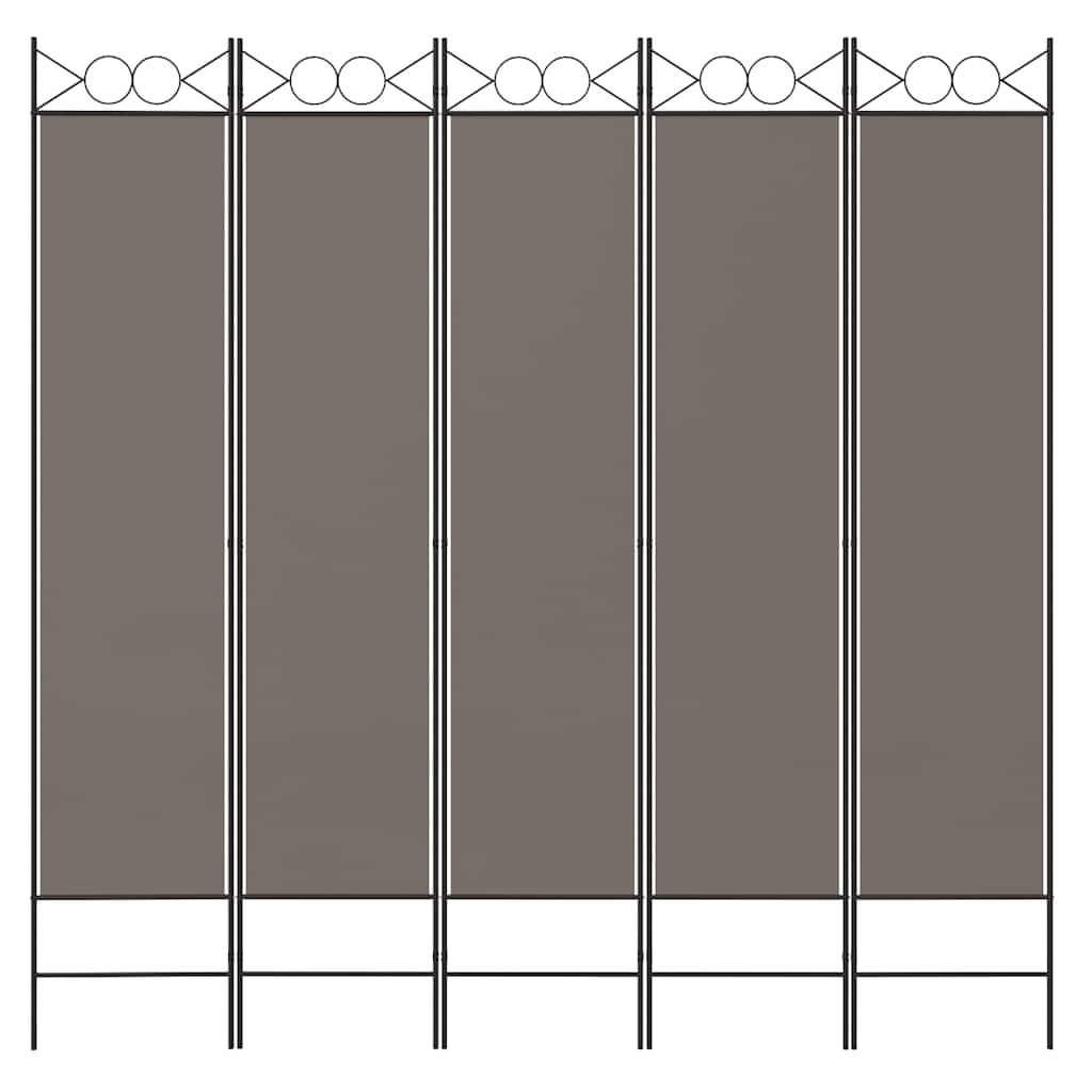 Sobna pregrada s 5 panela antracit 200x220 cm od tkanine