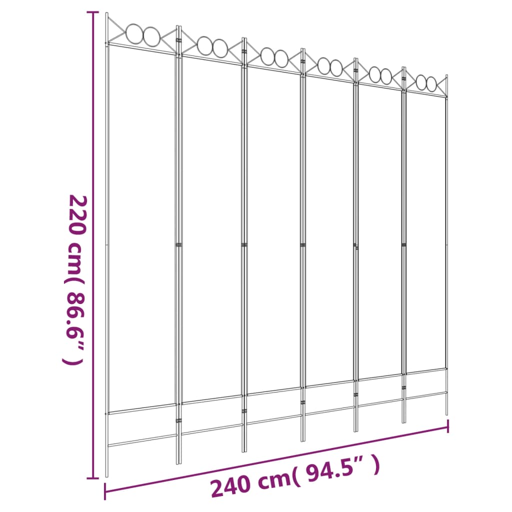 Sobna pregrada s 6 panela smeđa 240x220 cm od tkanine