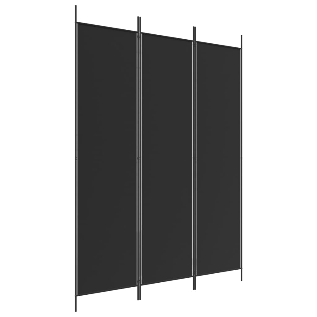 Sobna pregrada s 3 panela crna 150 x 200 cm od tkanine