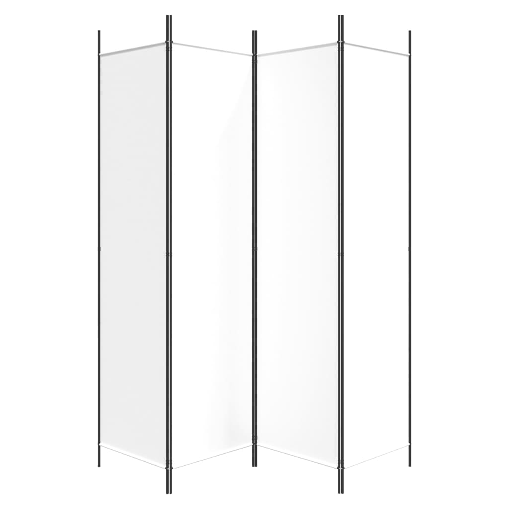 Sobna pregrada s 4 panela bijela 200 x 200 cm od tkanine