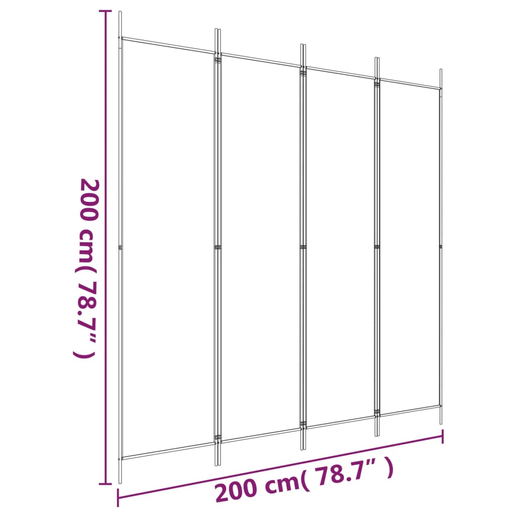 Sobna pregrada s 4 panela smeđa 200 x 200 cm od tkanine