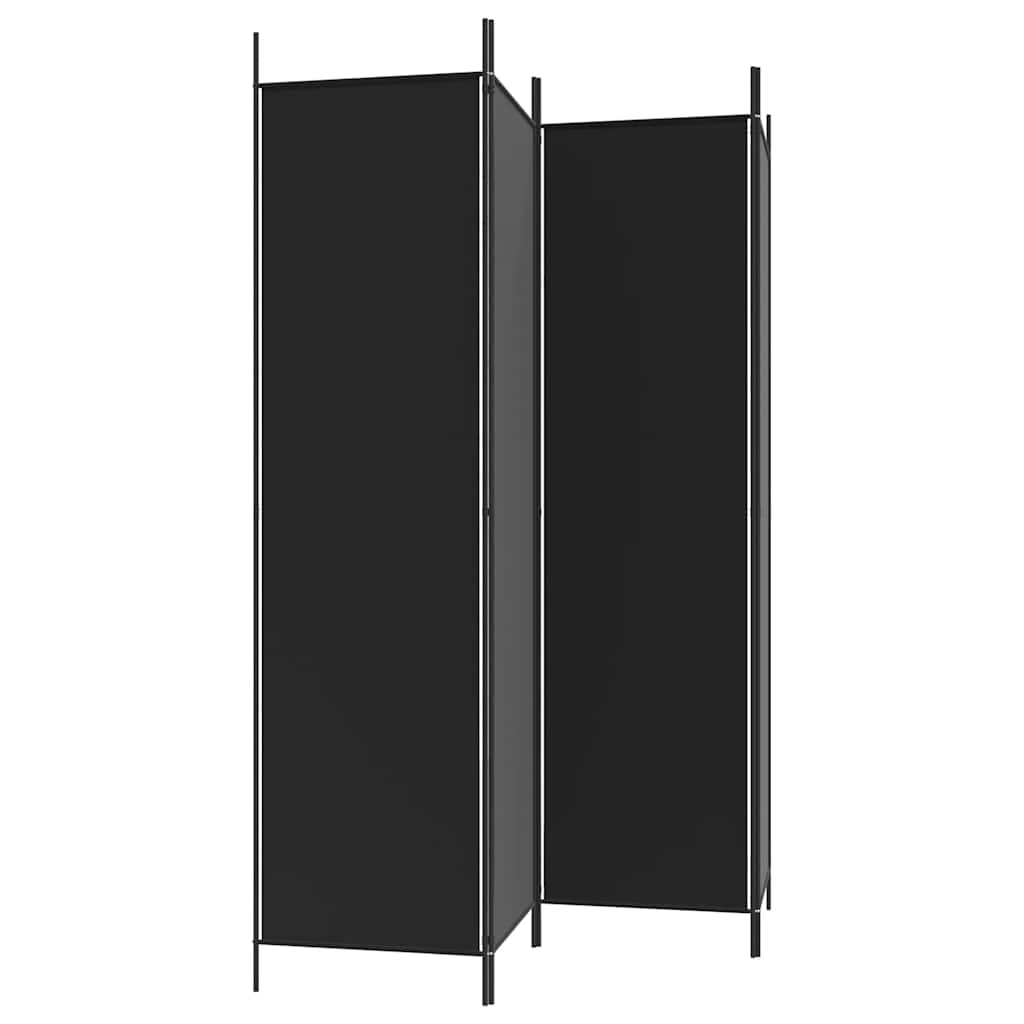Sobna pregrada s 4 panela crna 200 x 200 cm od tkanine