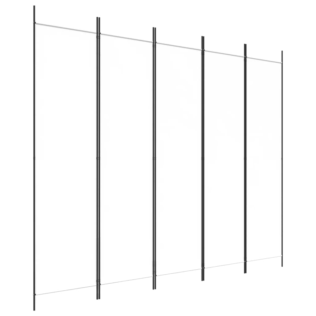 Sobna pregrada s 5 panela bijela 250 x 200 cm od tkanine