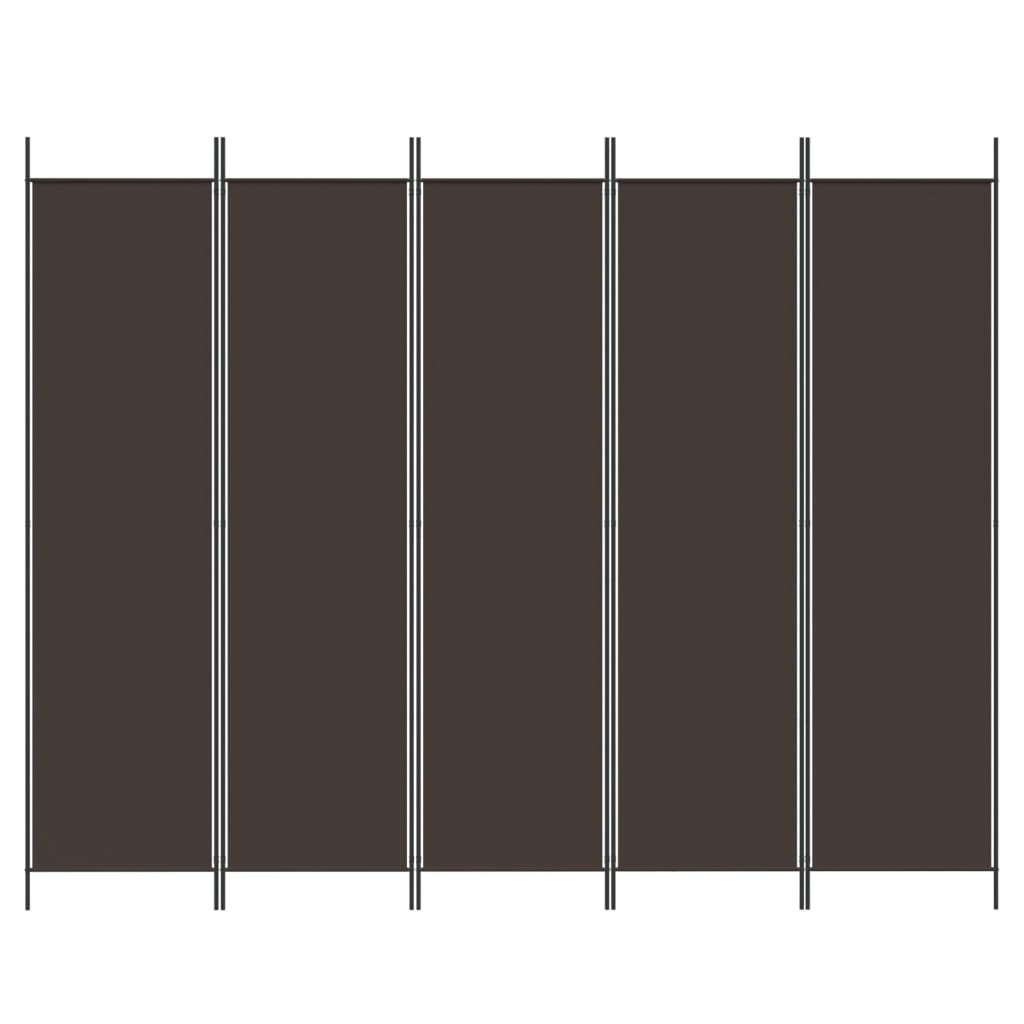 Sobna pregrada s 5 panela smeđa 250 x 200 cm od tkanine