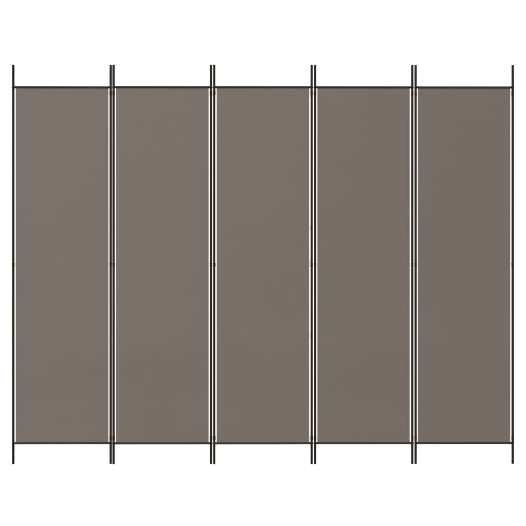 Sobna pregrada s 5 panela Antracit 250 x 200 cm od tkanine