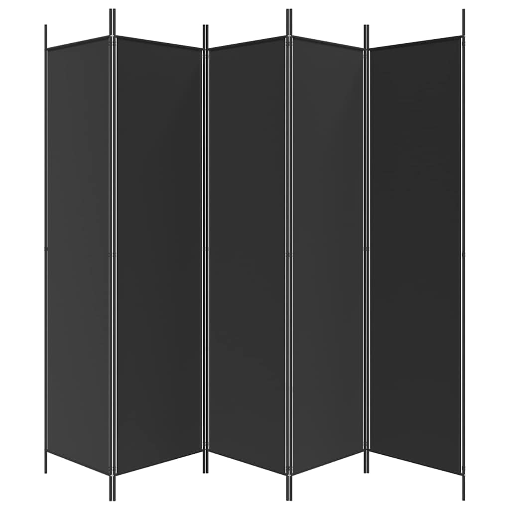 Sobna pregrada s 5 panela crna 250x200 cm od tkanine