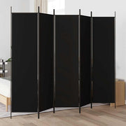 Sobna pregrada s 5 panela crna 250x200 cm od tkanine