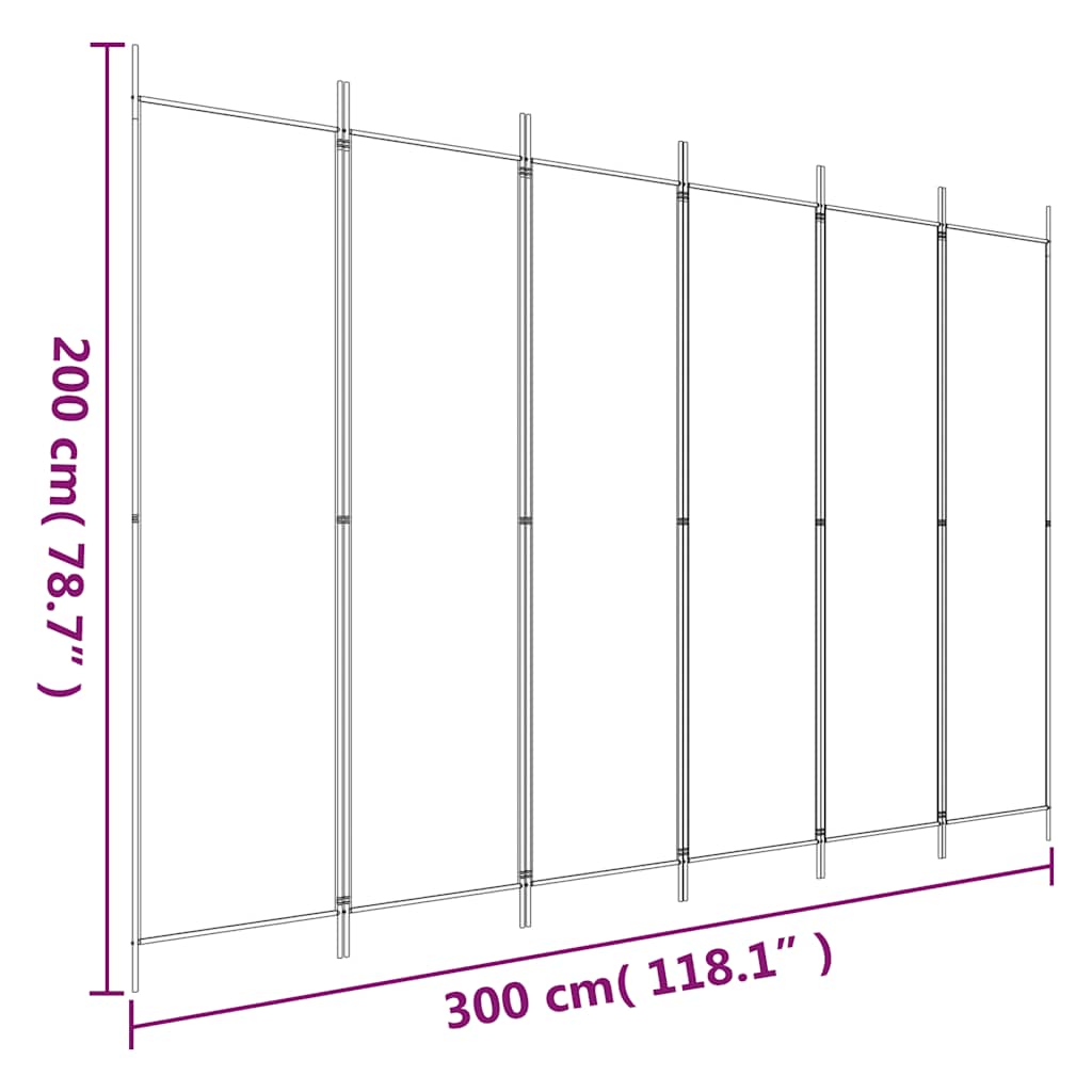Sobna pregrada s 6 panela antracit 300x200 cm od tkanine