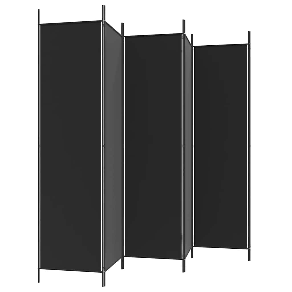 Sobna pregrada s 6 panela crna 300x200 cm od tkanine