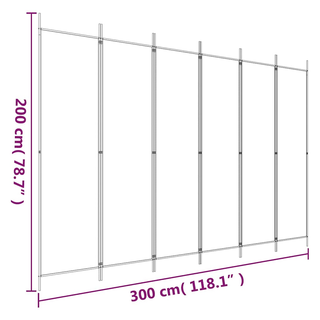 Sobna pregrada s 6 panela crna 300x200 cm od tkanine