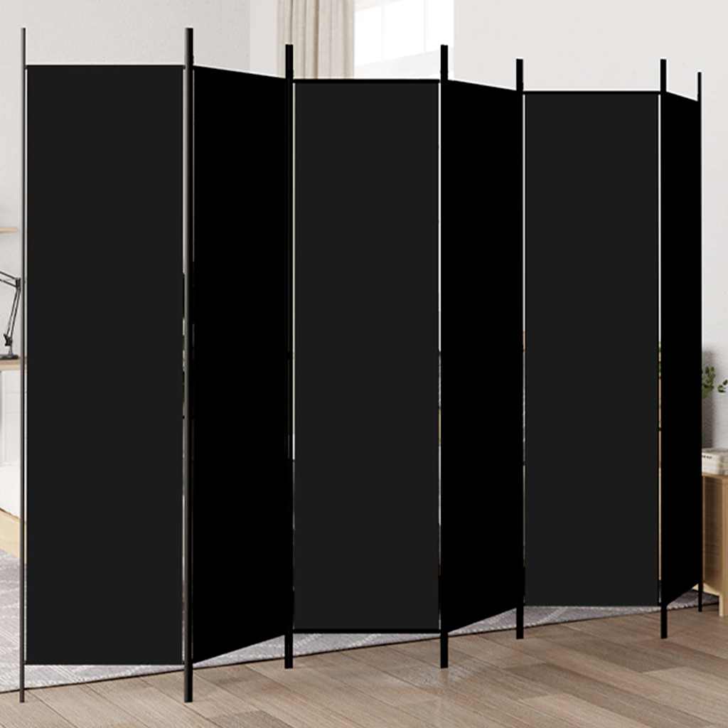 Sobna pregrada s 6 panela crna 300x200 cm od tkanine