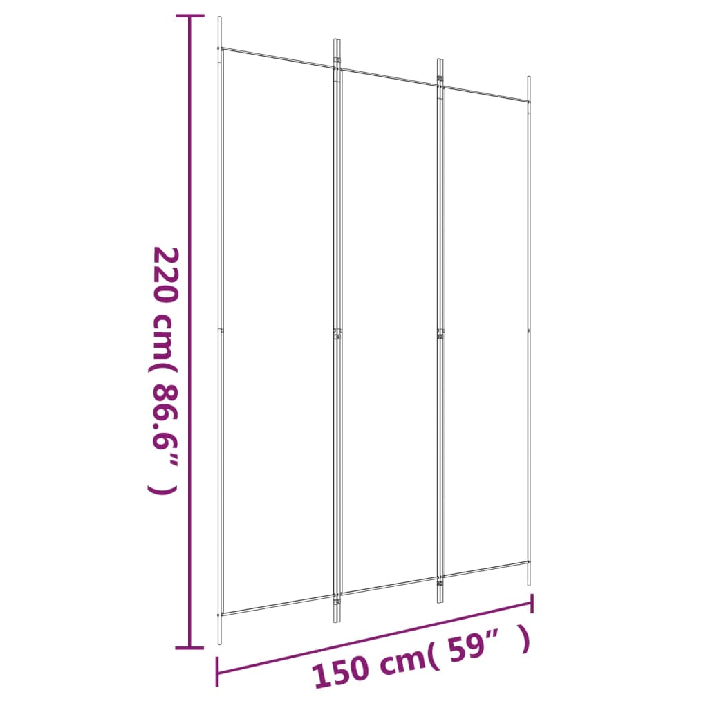 Sobna pregrada s 3 panela smeđa 150x220 cm od tkanine