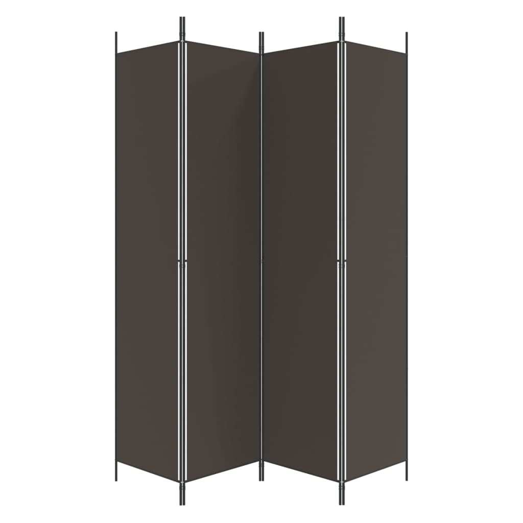 Sobna pregrada s 4 panela smeđa 200 x 220 cm od tkanine