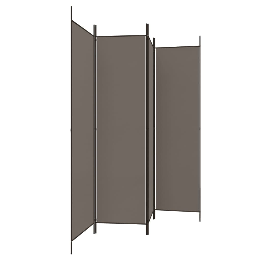 Sobna pregrada s 4 panela antracit 200 x 220 cm od tkanine