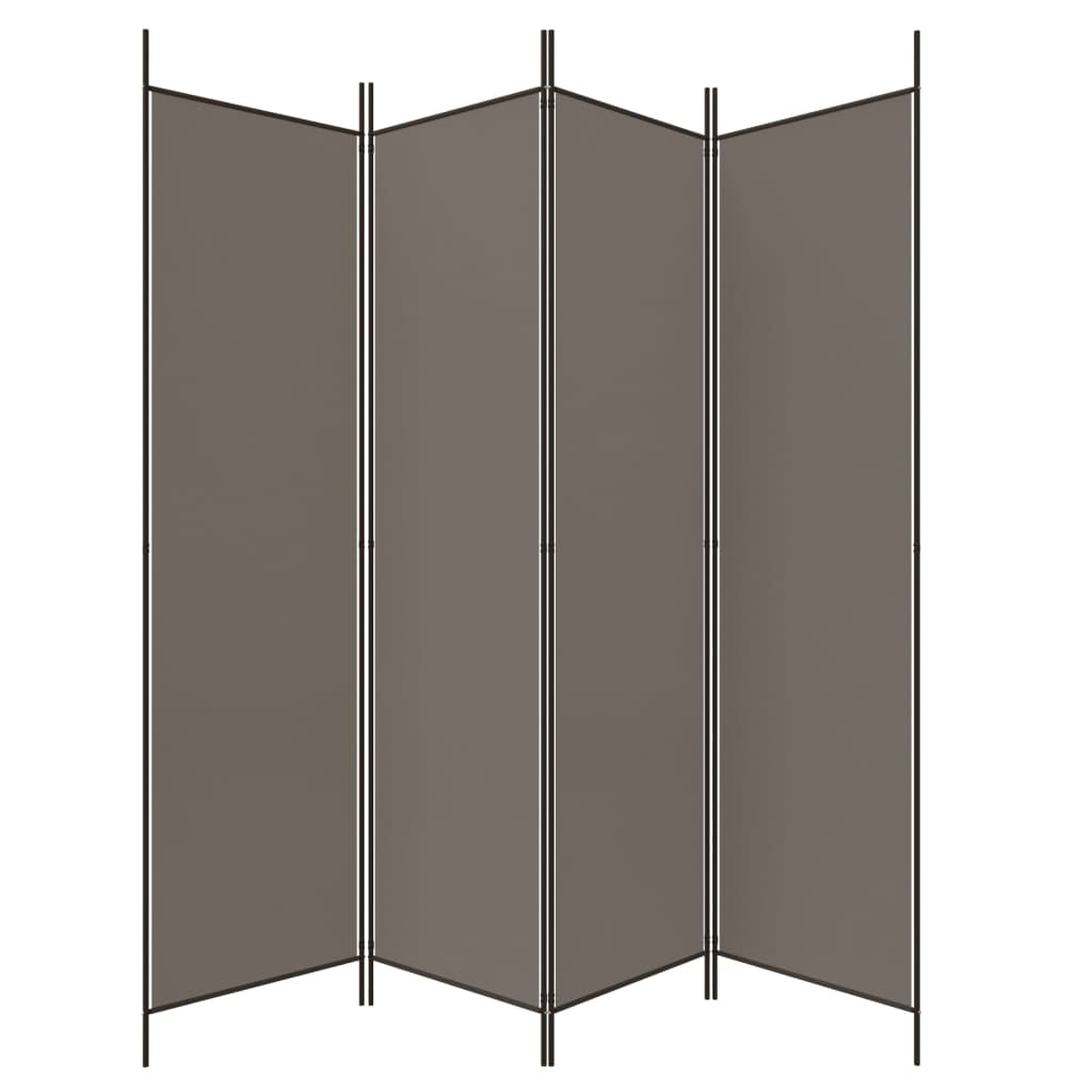 Sobna pregrada s 4 panela antracit 200 x 220 cm od tkanine