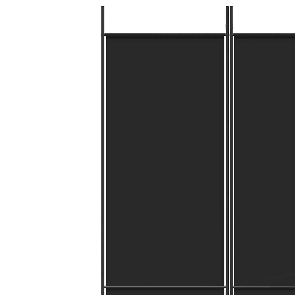 Sobna pregrada s 4 panela crna 200 x 220 cm od tkanine
