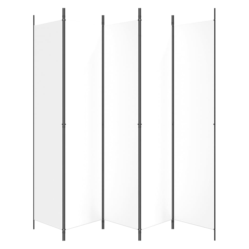 Sobna pregrada s 5 panela bijela 250 x 220 cm od tkanine