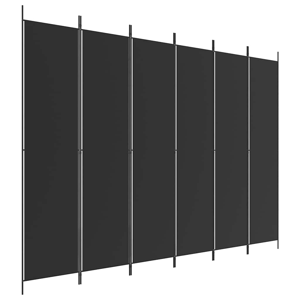Sobna pregrada s 6 panela crna 300 x 220 cm od tkanine