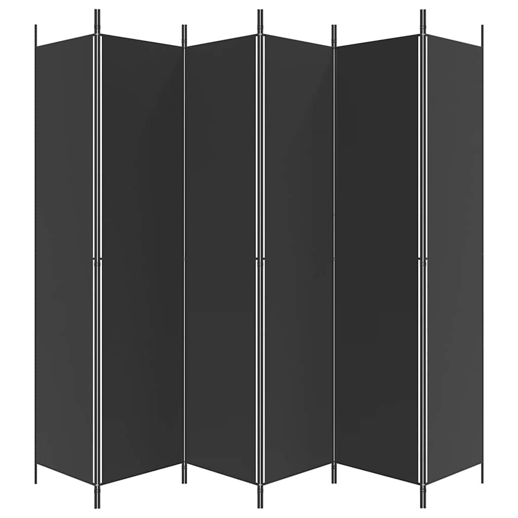 Sobna pregrada s 6 panela crna 300 x 220 cm od tkanine