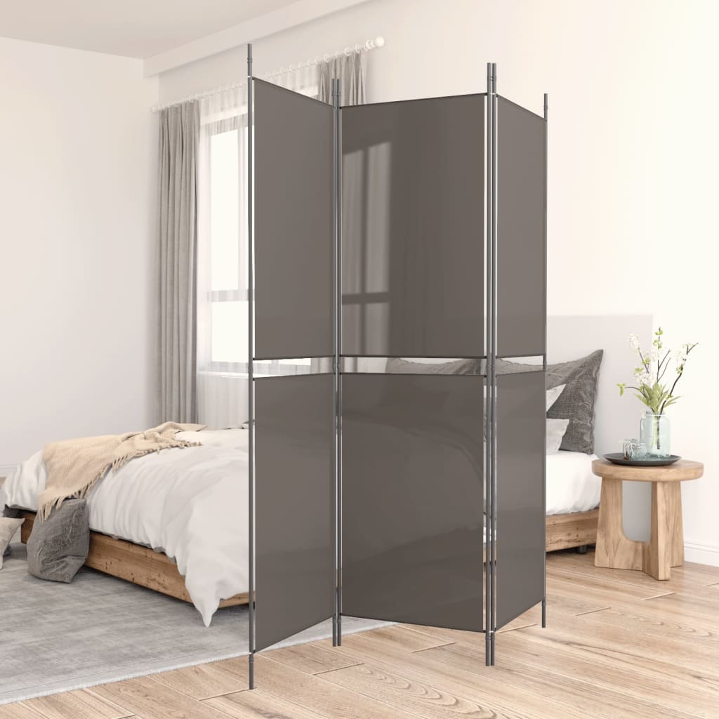 Sobna pregrada s 3 panela antracit 150x180 cm od tkanine