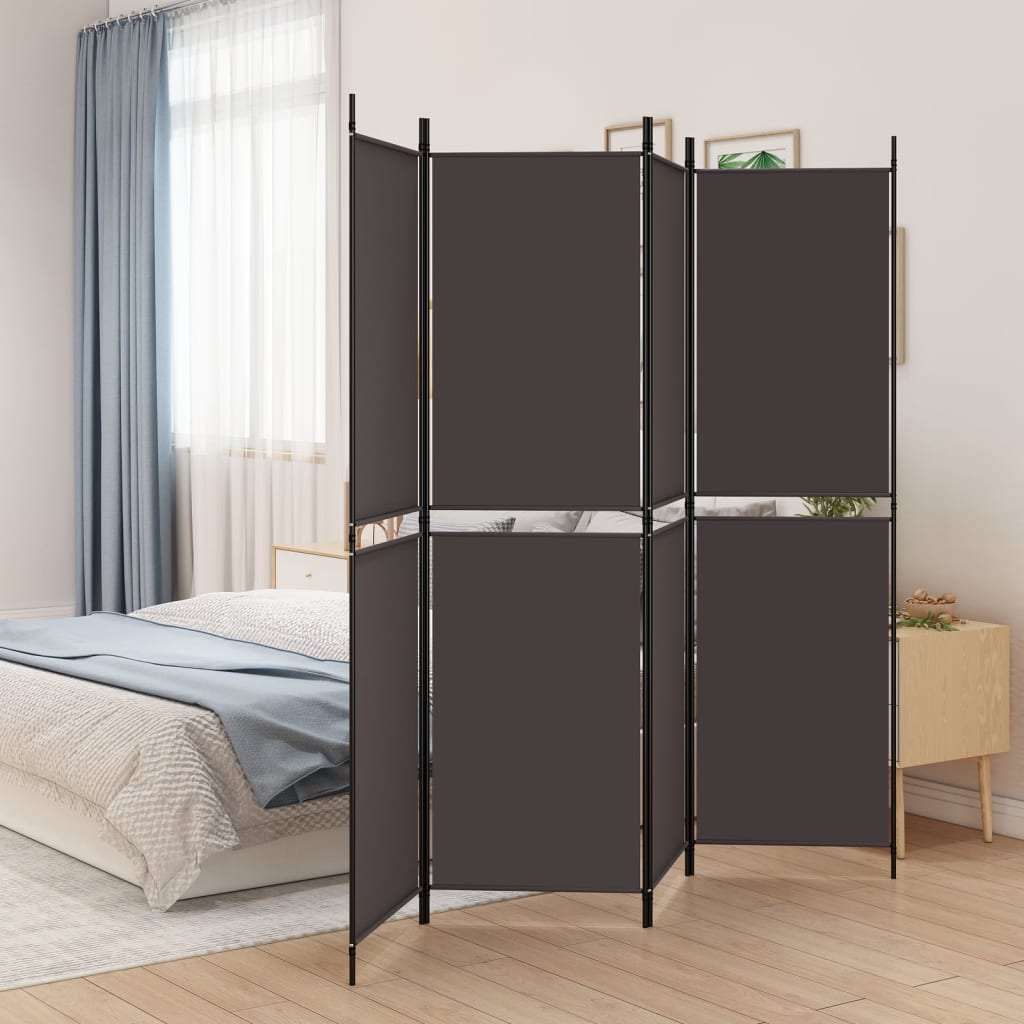 Sobna pregrada s 4 panela smeđa 200x180 cm od tkanine