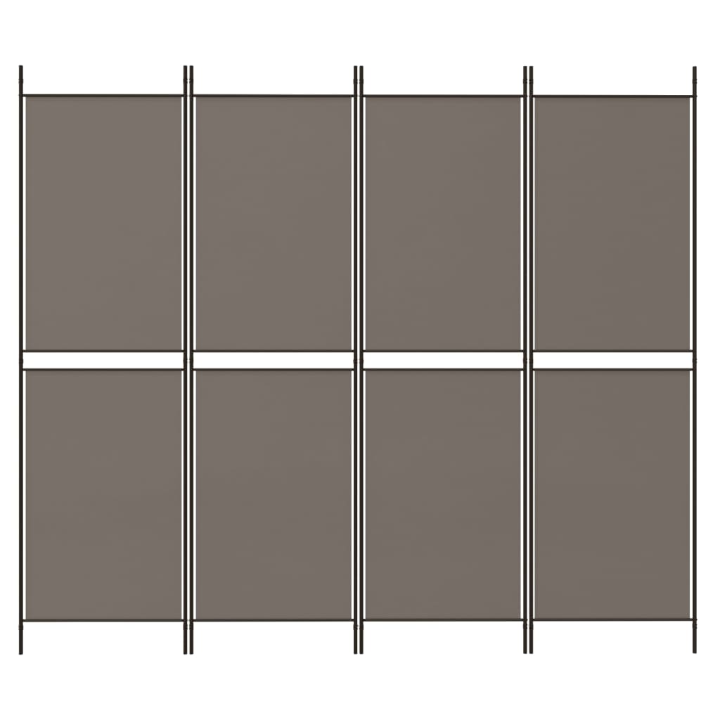 Sobna pregrada s 4 panela antracit 200 x 180 cm od tkanine