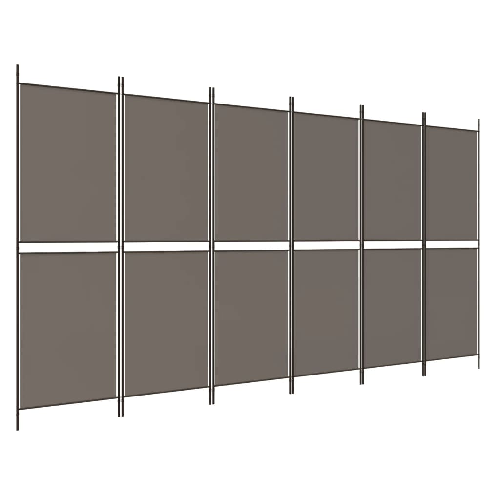Sobna pregrada s 6 panela antracit 300 x 180 cm od tkanine