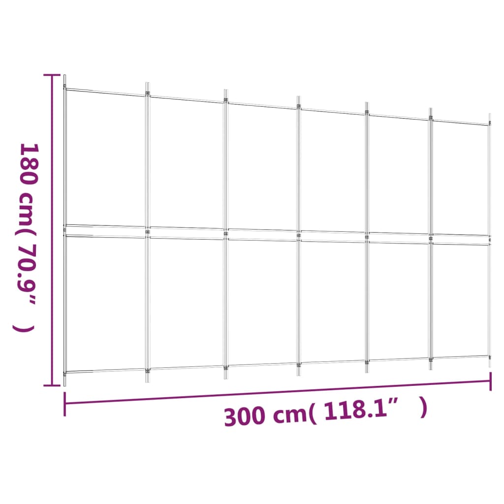 Sobna pregrada s 6 panela antracit 300 x 180 cm od tkanine