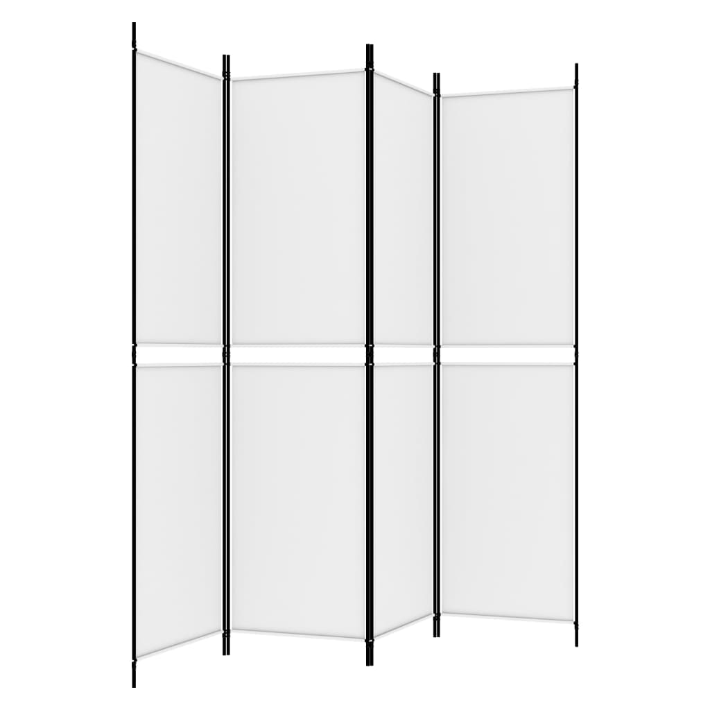 Sobna pregrada s 4 panela bijela 200 x 200 cm od tkanine