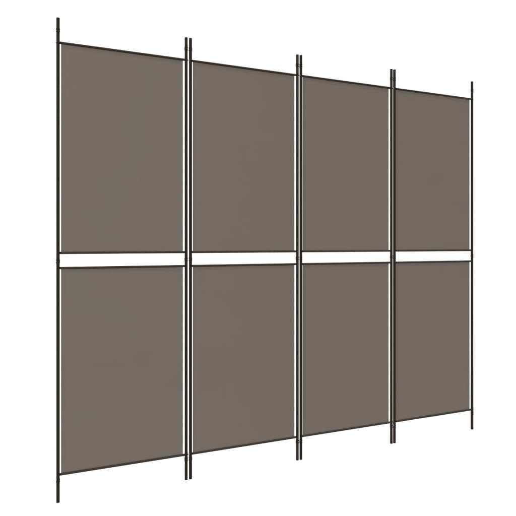 Sobna pregrada s 4 panela antracit 200 x 200 cm od tkanine