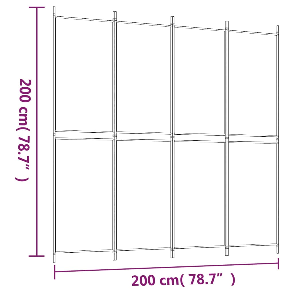 Sobna pregrada s 4 panela antracit 200 x 200 cm od tkanine