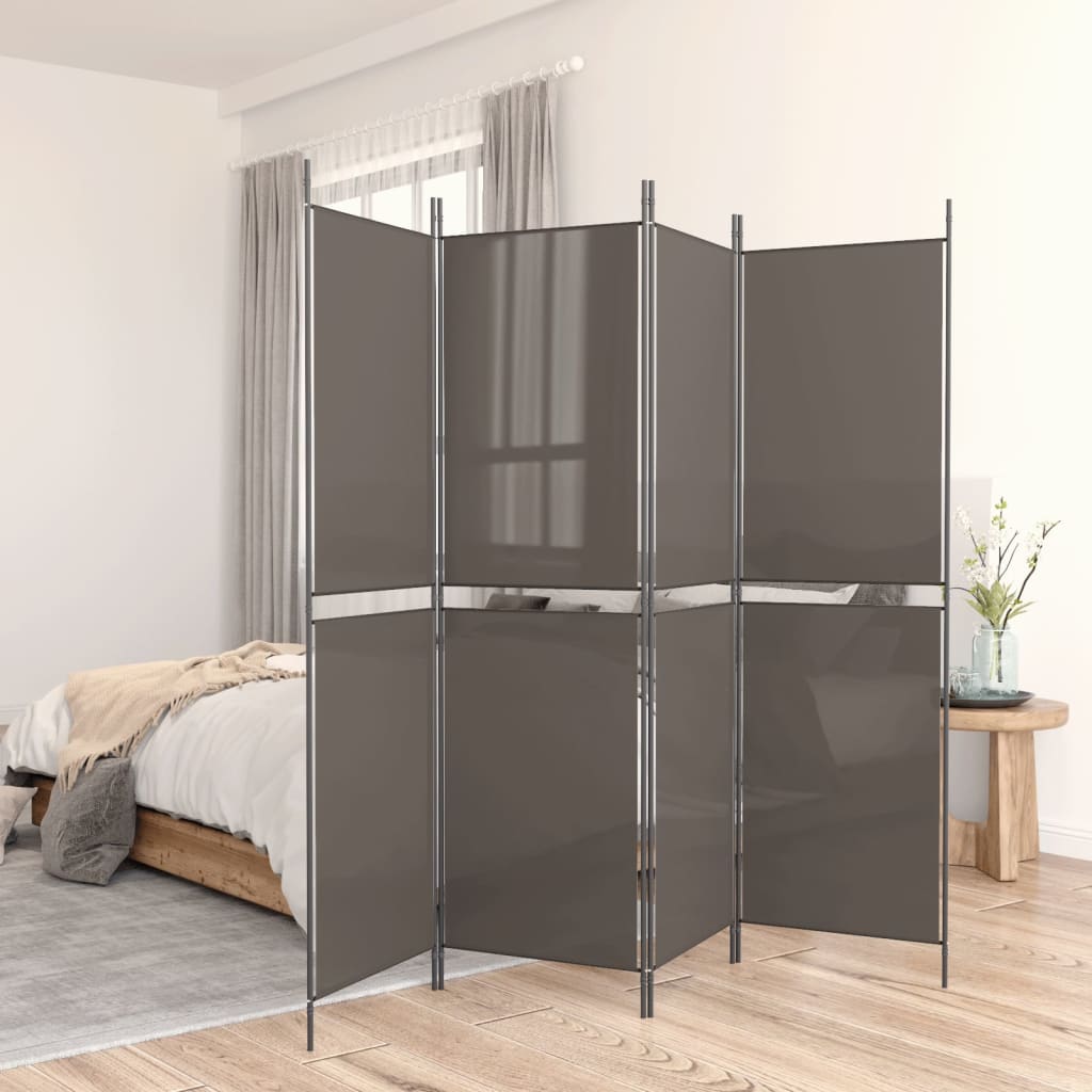 Sobna pregrada s 4 panela antracit 200 x 200 cm od tkanine