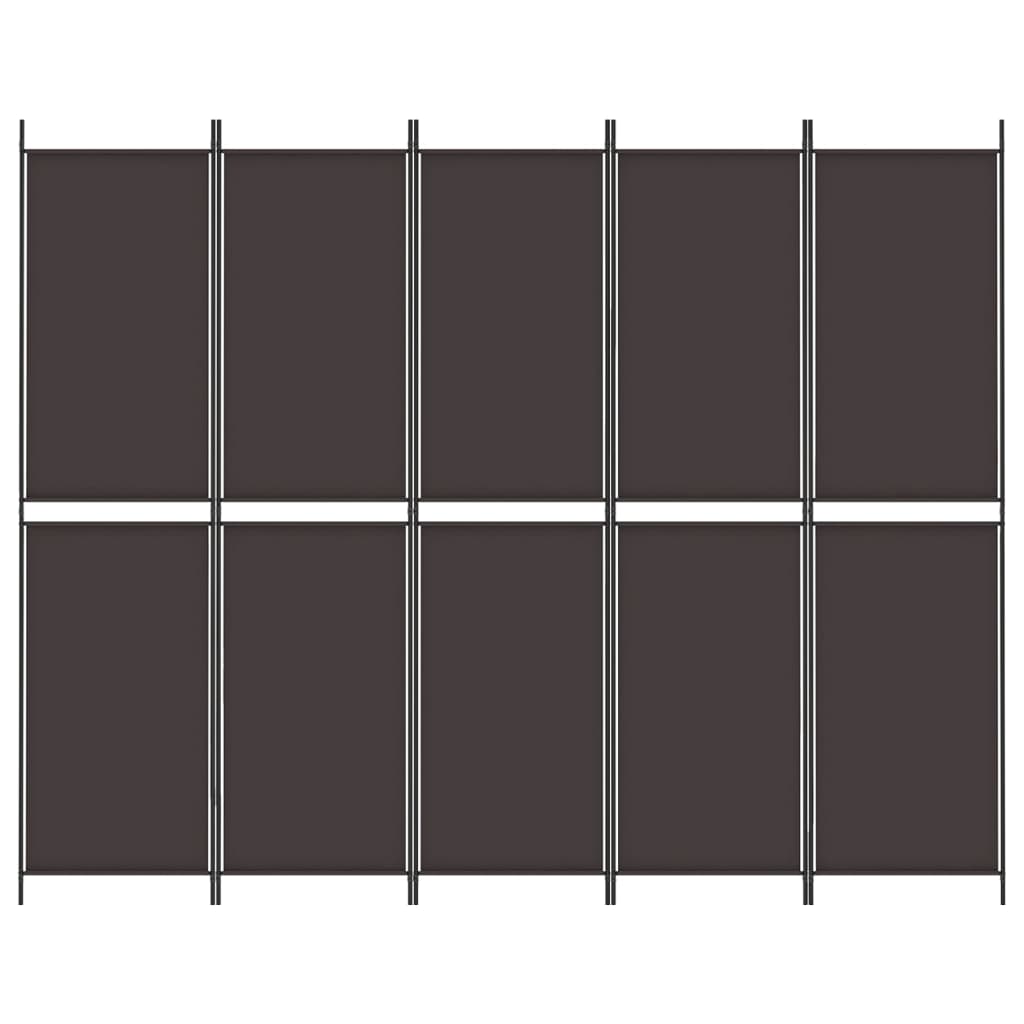 Sobna pregrada s 5 panela smeđa 250 x 200 cm od tkanine