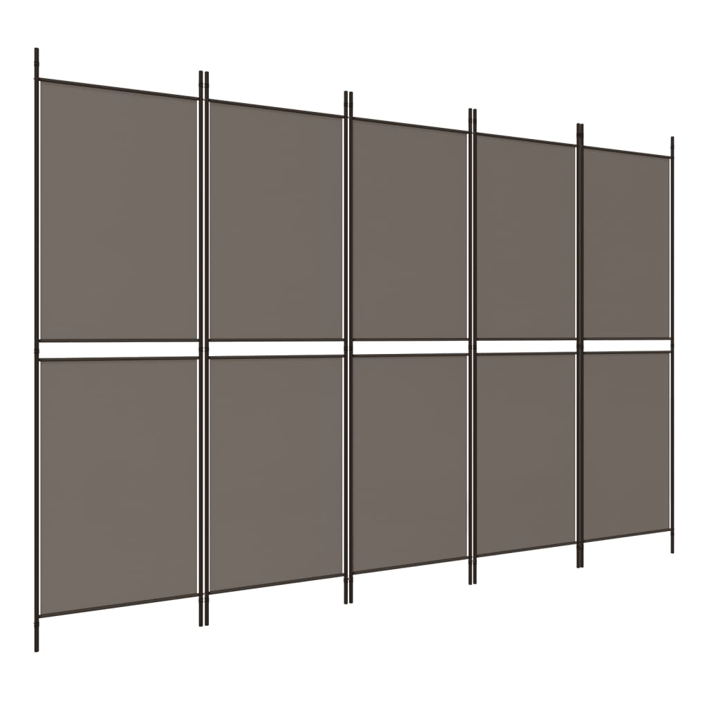 Sobna pregrada s 5 panela Antracit 250 x 200 cm od tkanine