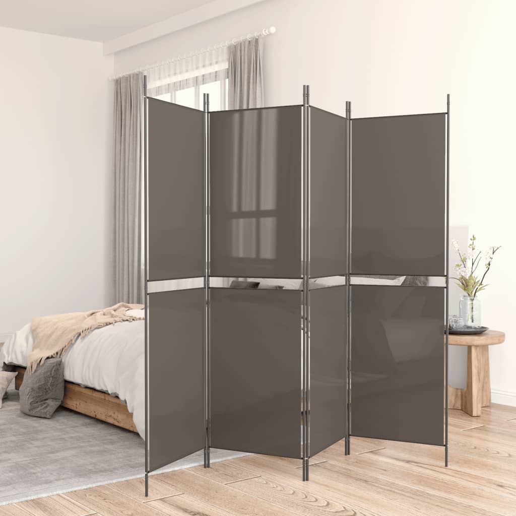 Sobna pregrada s 5 panela Antracit 250 x 200 cm od tkanine