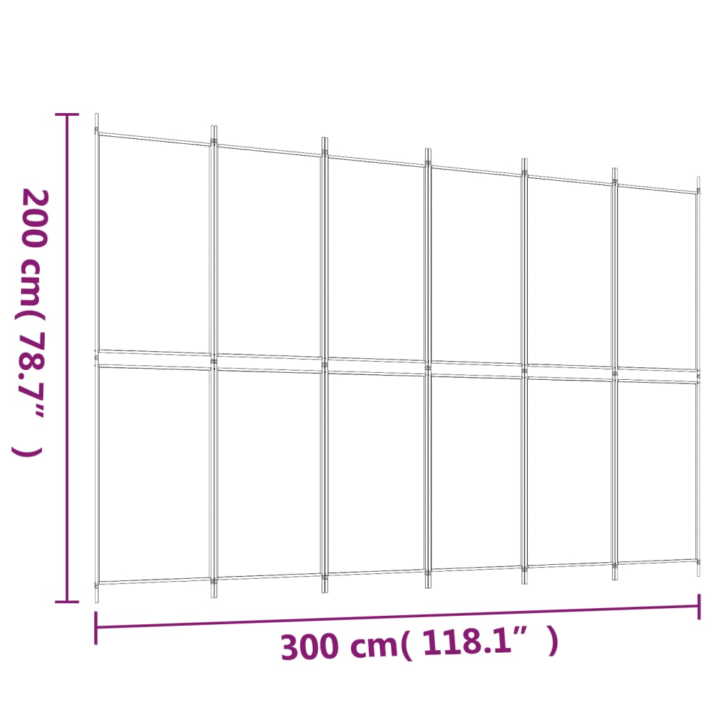 Sobna pregrada s 6 panela antracit 300x200 cm od tkanine