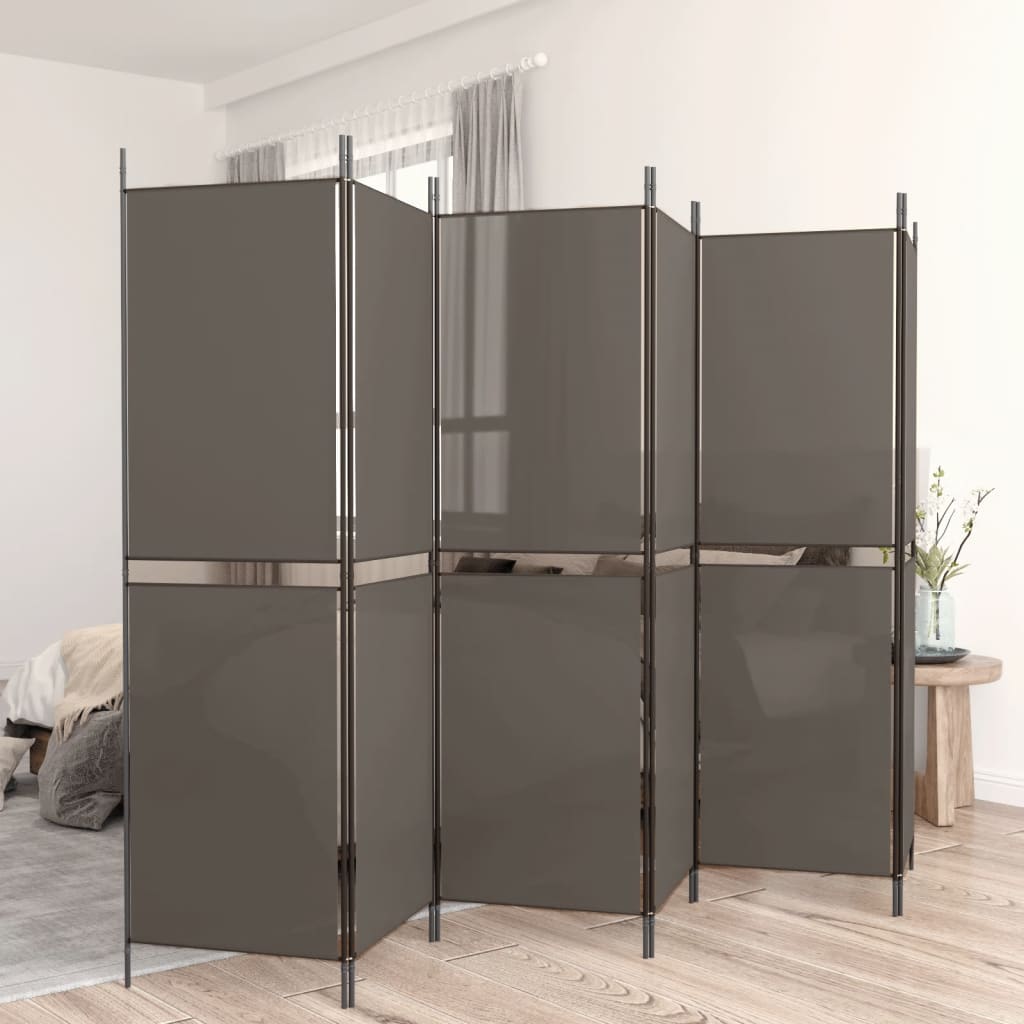 Sobna pregrada s 6 panela antracit 300x200 cm od tkanine