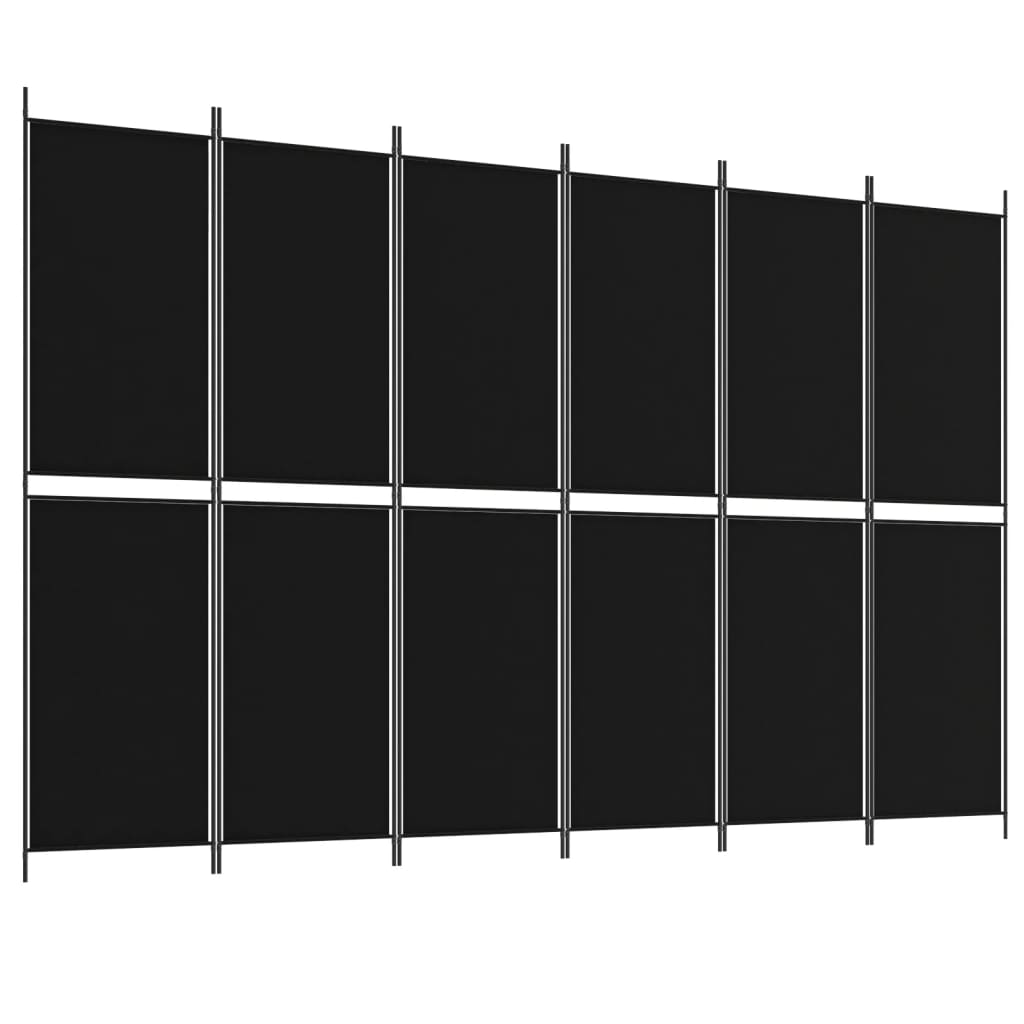 Sobna pregrada s 6 panela crna 300x200 cm od tkanine