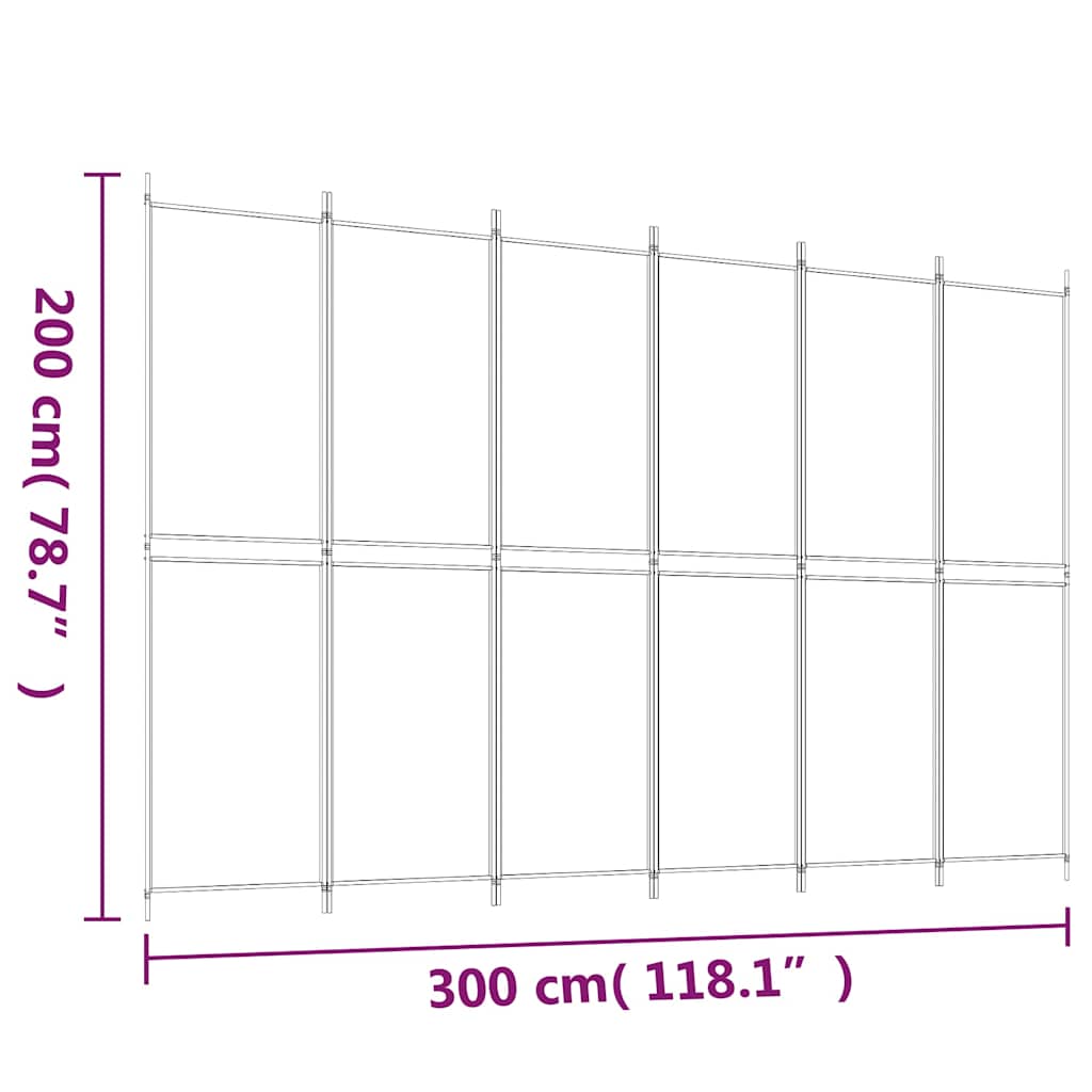 Sobna pregrada s 6 panela crna 300x200 cm od tkanine