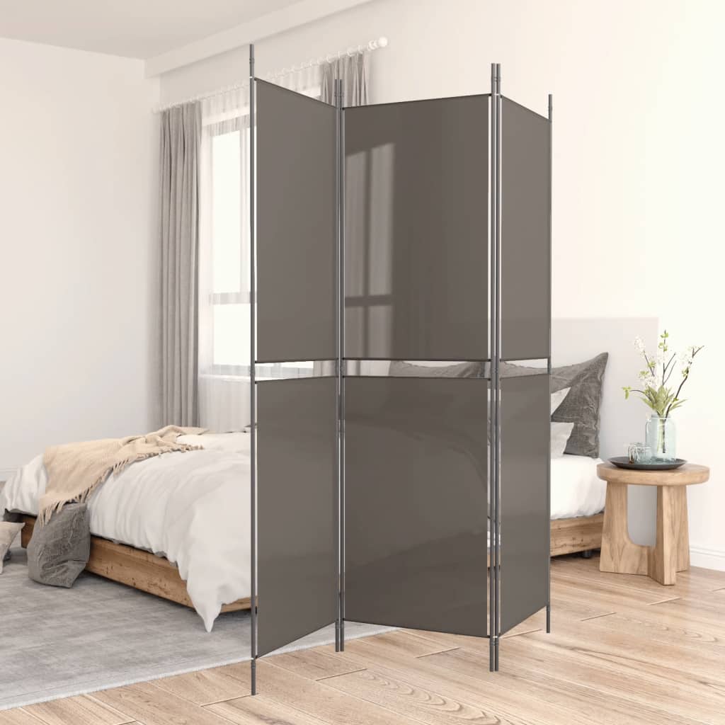 Sobna pregrada s 3 panela antracit 150 x 220 cm od tkanine