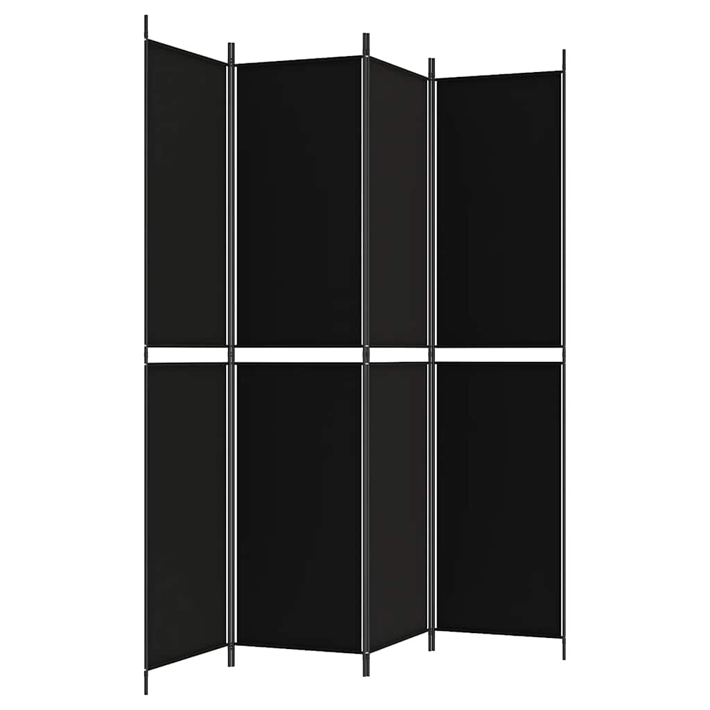 Sobna pregrada s 4 panela crna 200 x 220 cm od tkanine