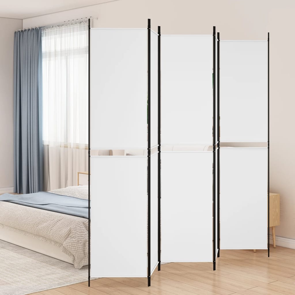 Sobna pregrada s 5 panela bijela 250 x 220 cm od tkanine