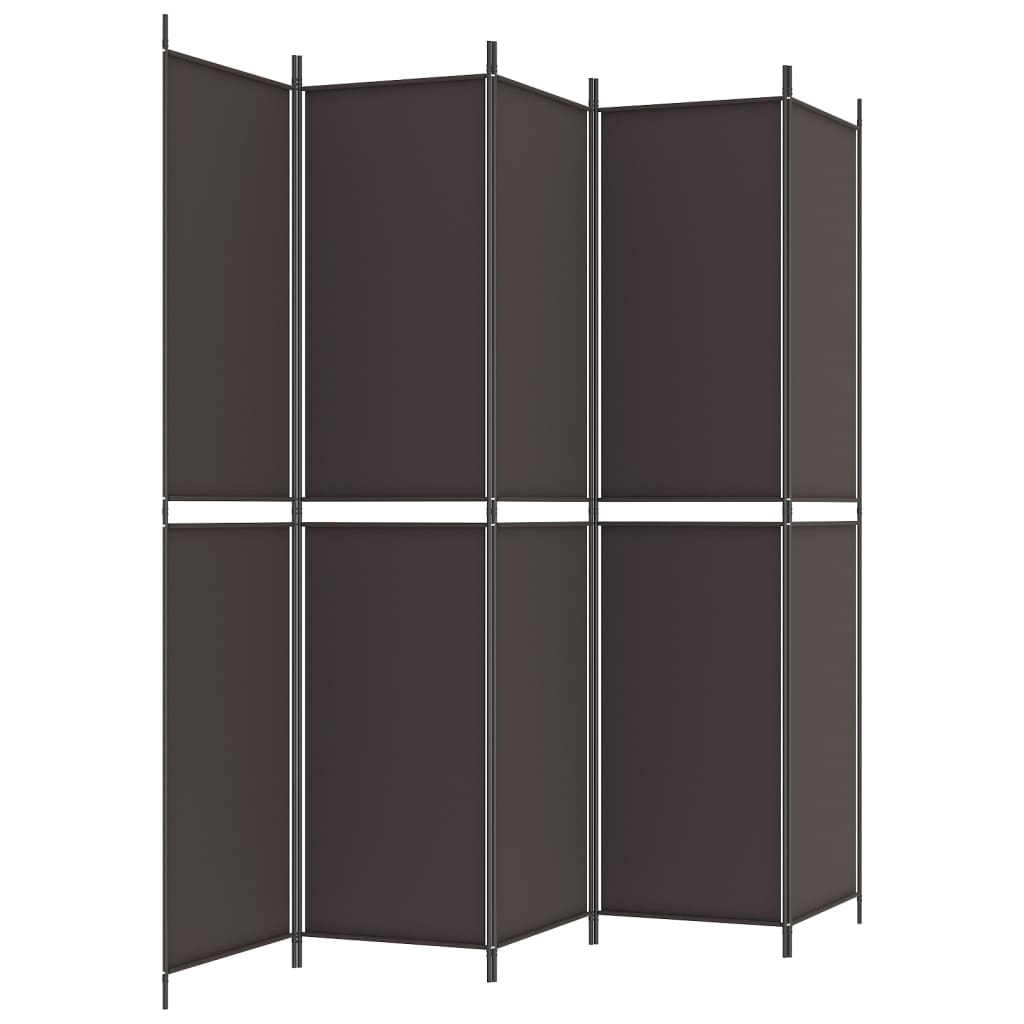 Sobna pregrada s 5 panela smeđa 250x220 cm od tkanine