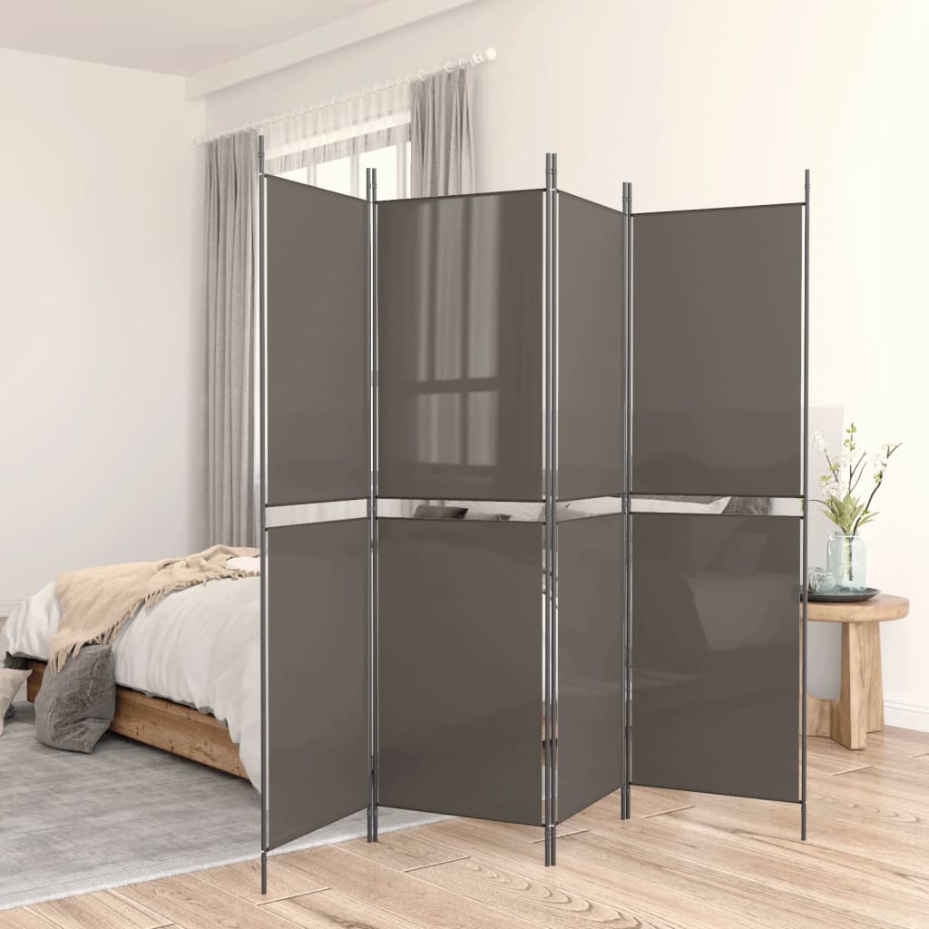 Sobna pregrada s 5 panela antracit 250 x 220 cm od tkanine
