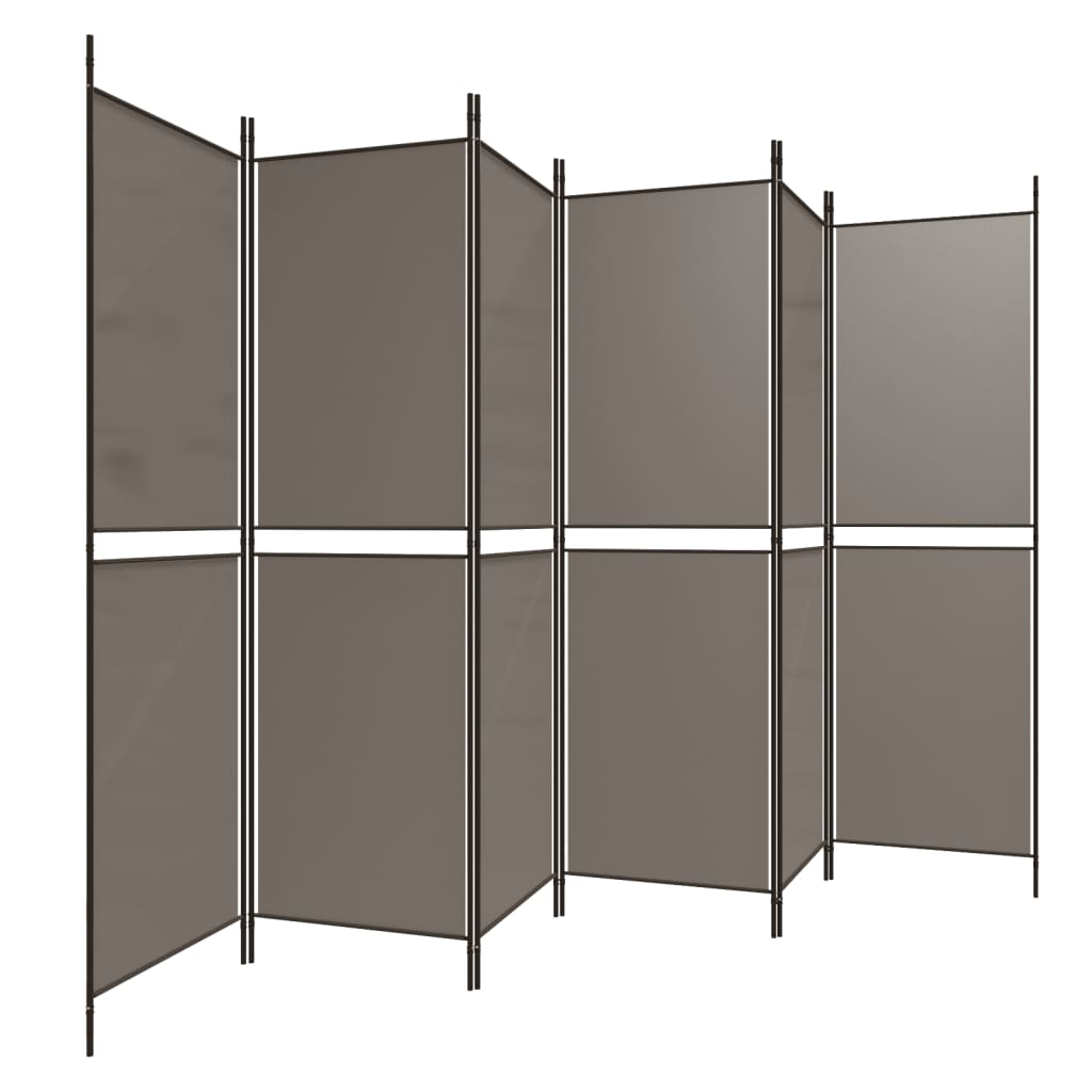Sobna pregrada s 6 panela antracit 300 x 220 cm od tkanine