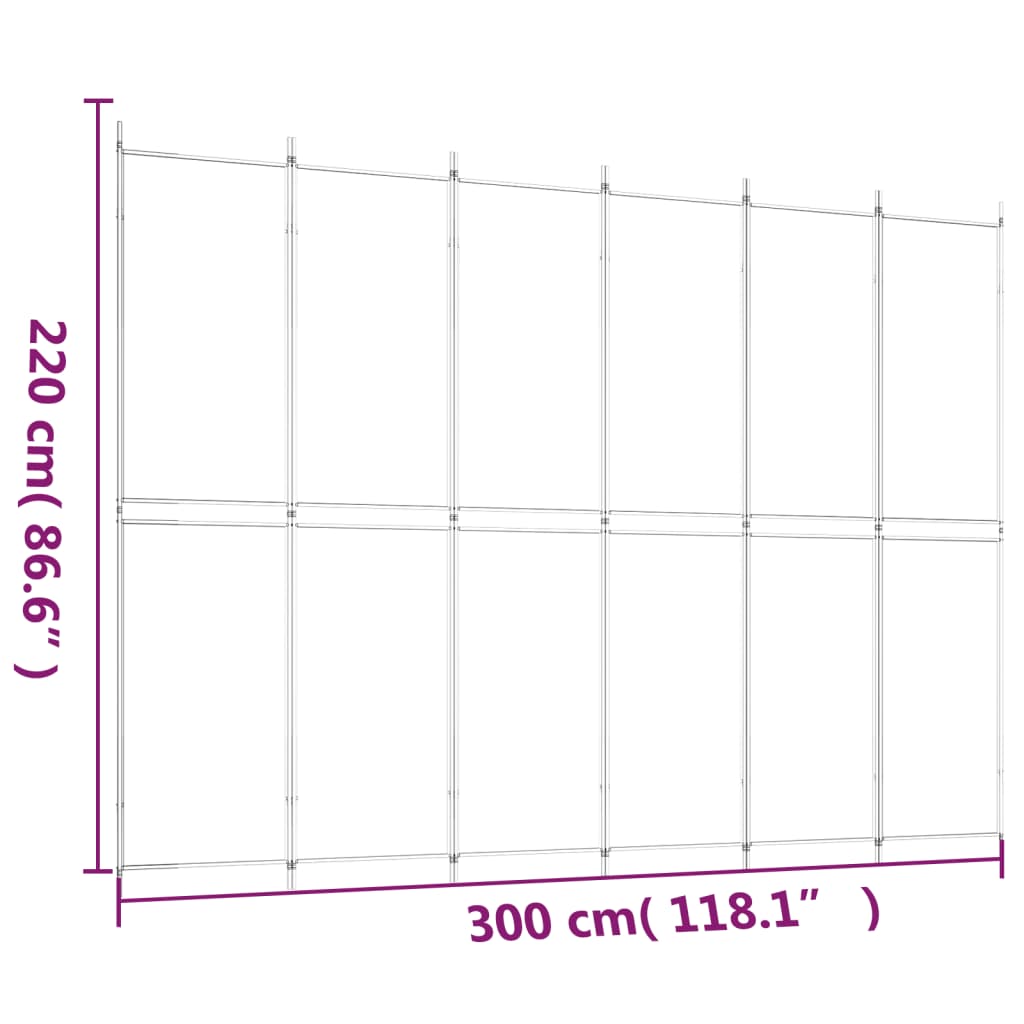 Sobna pregrada s 6 panela antracit 300 x 220 cm od tkanine