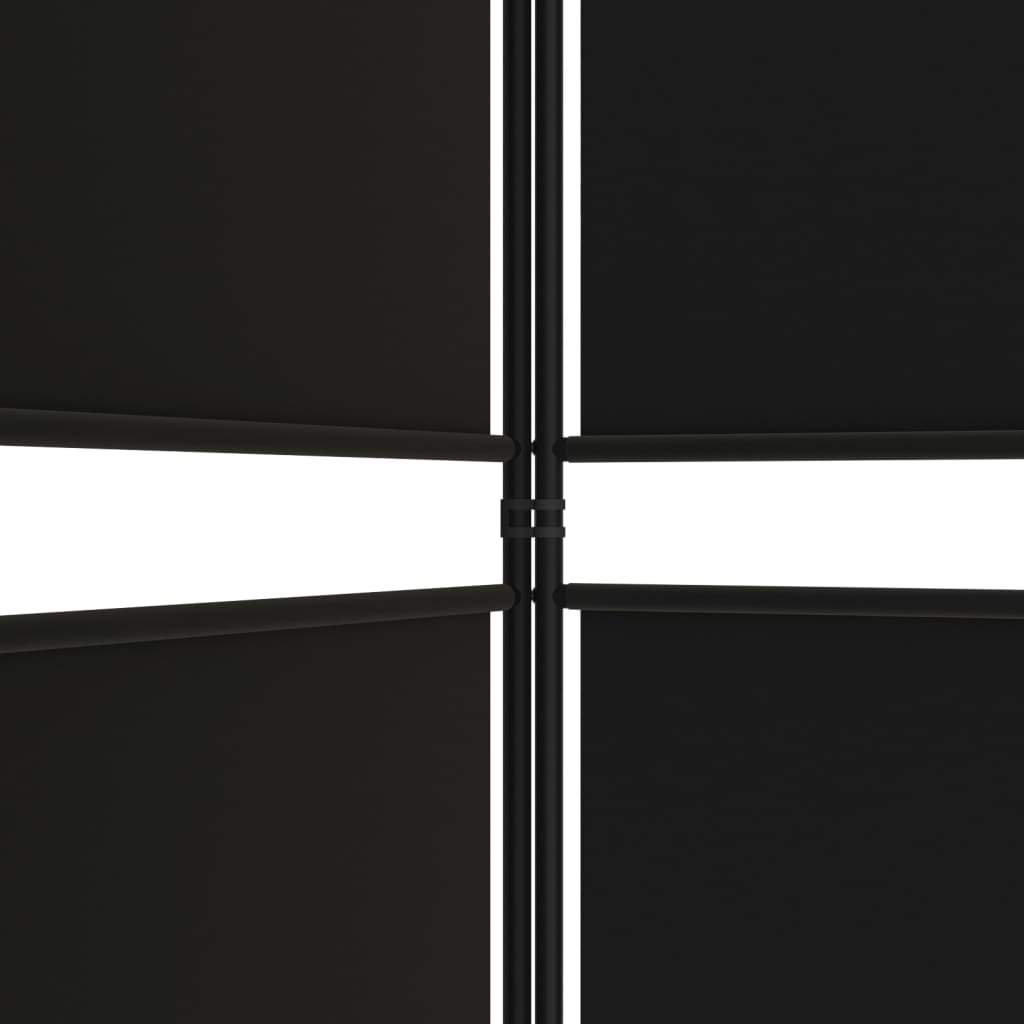 Sobna pregrada s 6 panela crna 300 x 220 cm od tkanine
